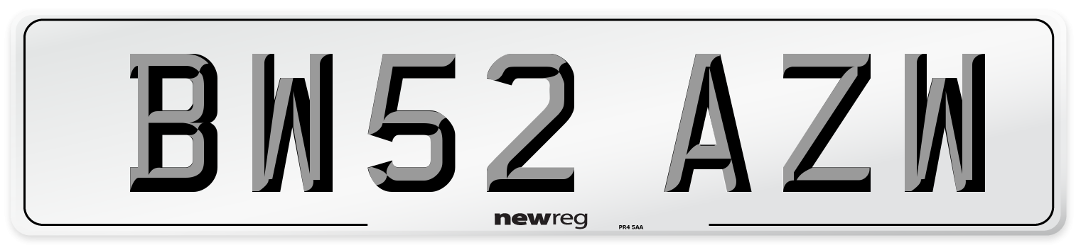 BW52 AZW Number Plate from New Reg
